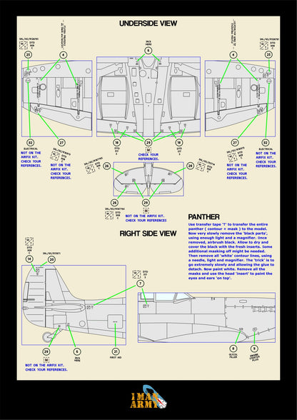 1ManArmy Airfix Spitfire Mk.VIII 1/24 Basic Markings & Stencil High-Definition Paint Masks, 24DET020