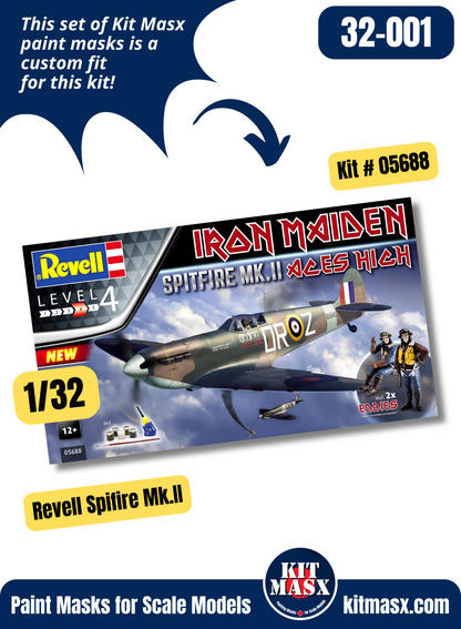 Revell Supermarine Spitfire Mk.II/Mk.IIa 1/32 Canopy & Wheel Paint Masks, Kit # 05688 (32001)