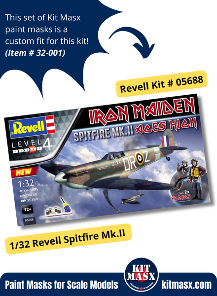 Revell Supermarine Spitfire Mk.II/Mk.IIa 1/32 Canopy & Wheel Paint Masks, Kit # 05688