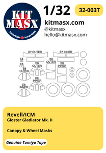 Revell Gloster Gladiator Mk. II 1/32 Canopy & Wheel Paint Masks, Kit # 03846