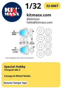 Special Hobby Tempest Mk.V 1/32 Canopy & Wheel Paint Masks, Kit # SH32049