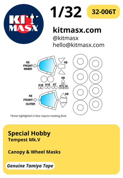 Special Hobby Tempest Mk.V 1/32 Canopy & Wheel Masks