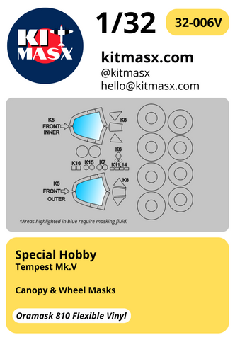 Special Hobby Tempest Mk.V 1/32 Canopy & Wheel Masks