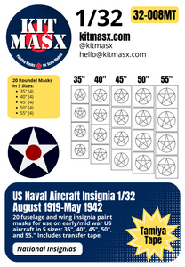 US Naval Aircraft Insignia (August 1919-May 1942) 1/32, 1/48, 1/72 National Insignia Paint Masks