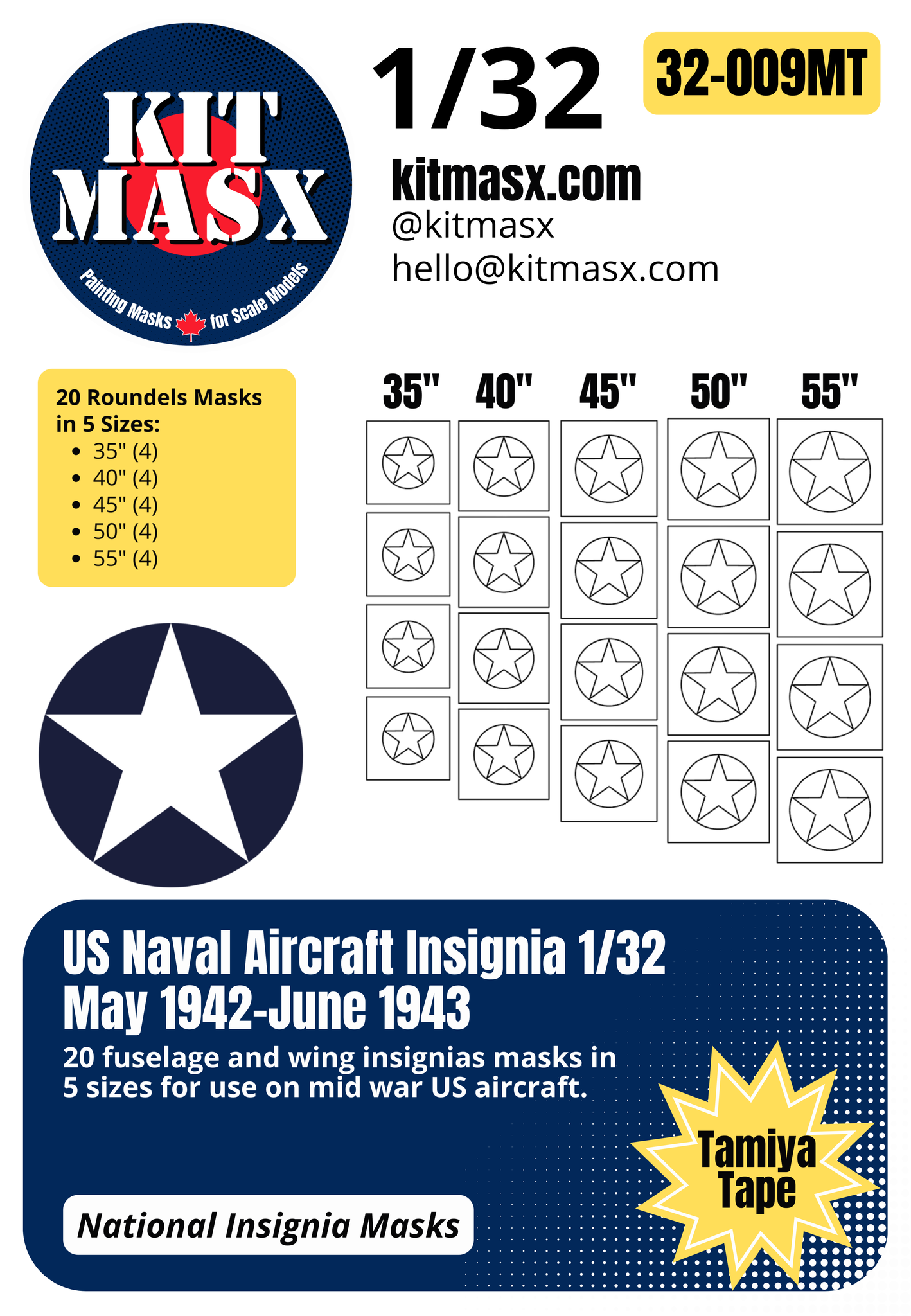 US Naval Aircraft Insignia (May 1942-June 1943) 1/32, 1/48, 1/72 National Insignia Paint Masks