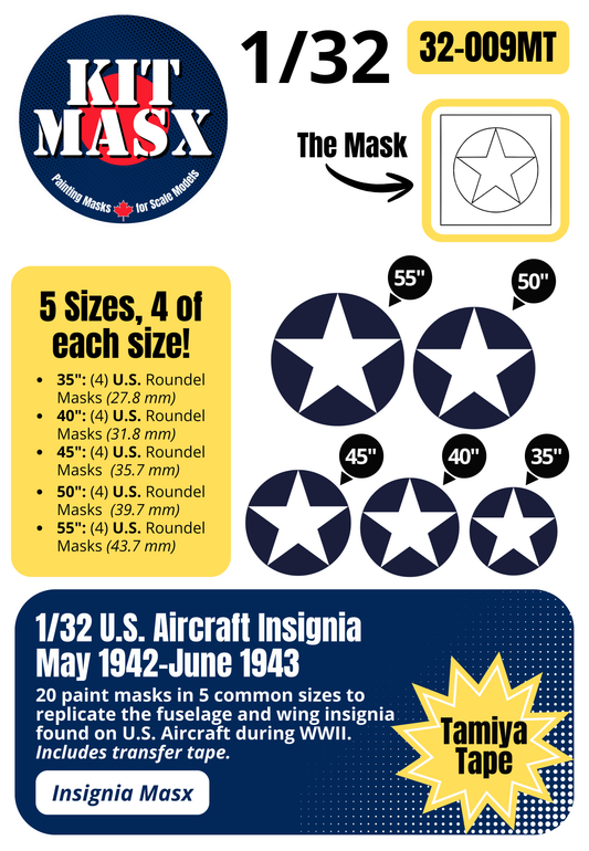 U.S. Aircraft Insignia (May 1942-June 1943) 1/32 National Insignia Paint Masks (32009M)