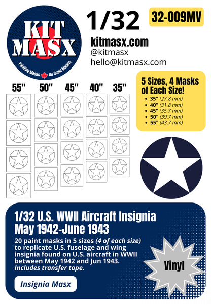 U.S. WWII Aircraft Insignia (May 1942-June 1943) Paint Masks
