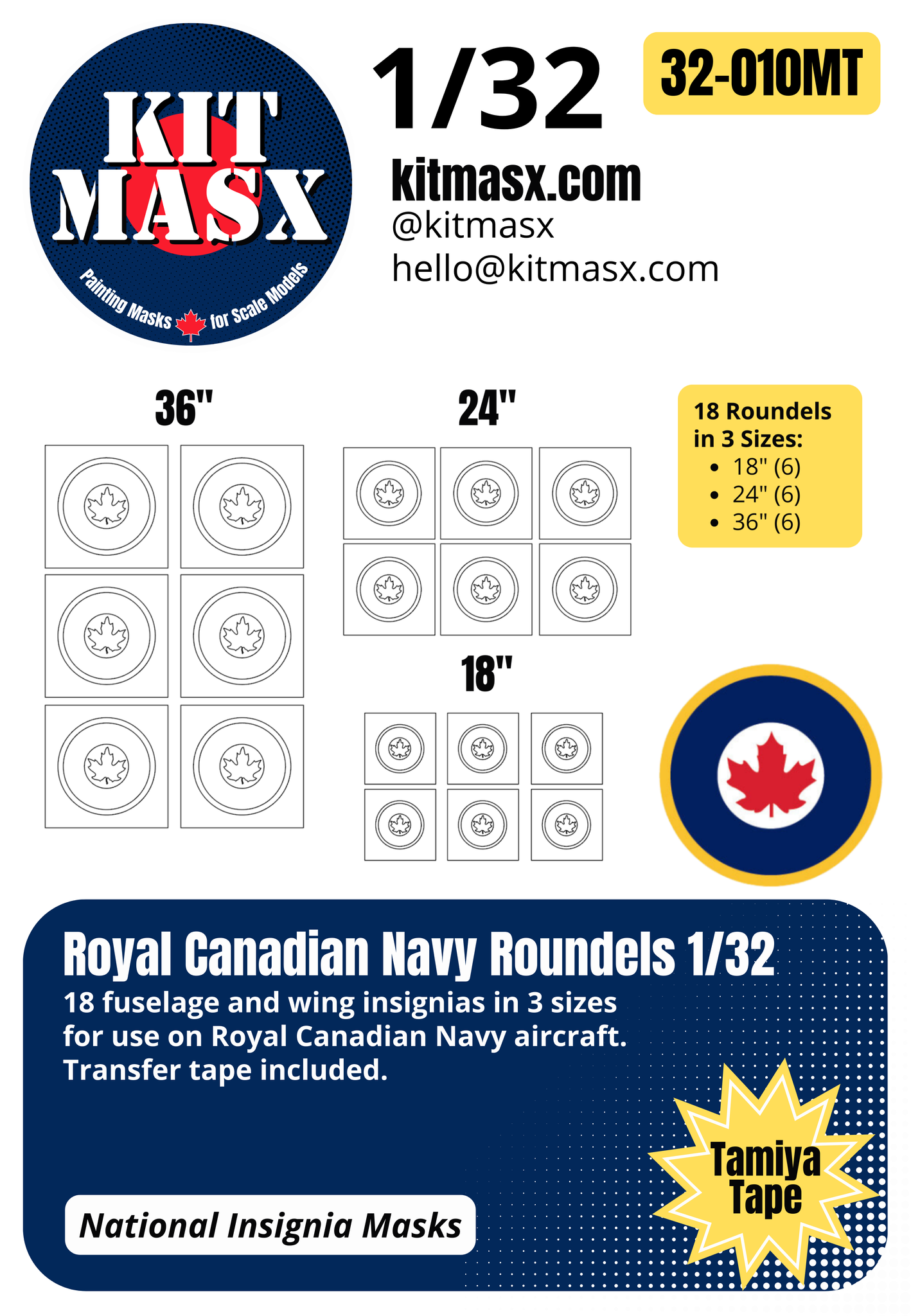 Royal Canadian Navy (RCN) Roundels 1/32, 1/48, 1/72 National Insignia Paint Masks