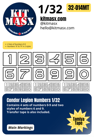 Condor Legion Numbers 1/32, 1/48, & 1/72 Main Marking Paint Masks