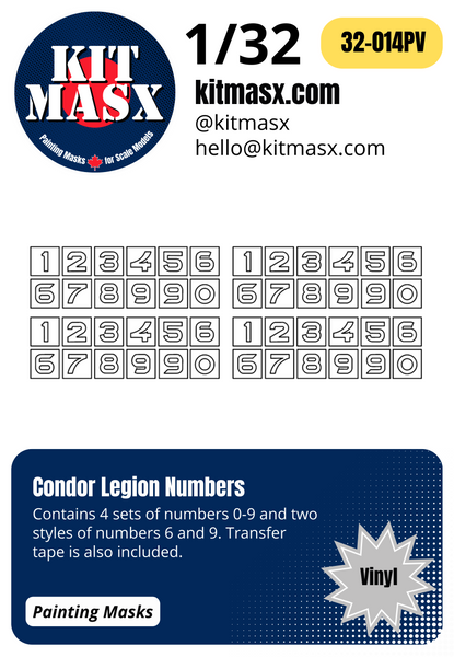 Condor Legion Numbers 1/32, 1/48, & 1/72 Painting Masks