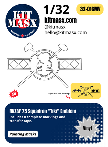 RNZAF 75 Squadron "Tiki" Emblem 1/32 & 1/48 Painting Masks