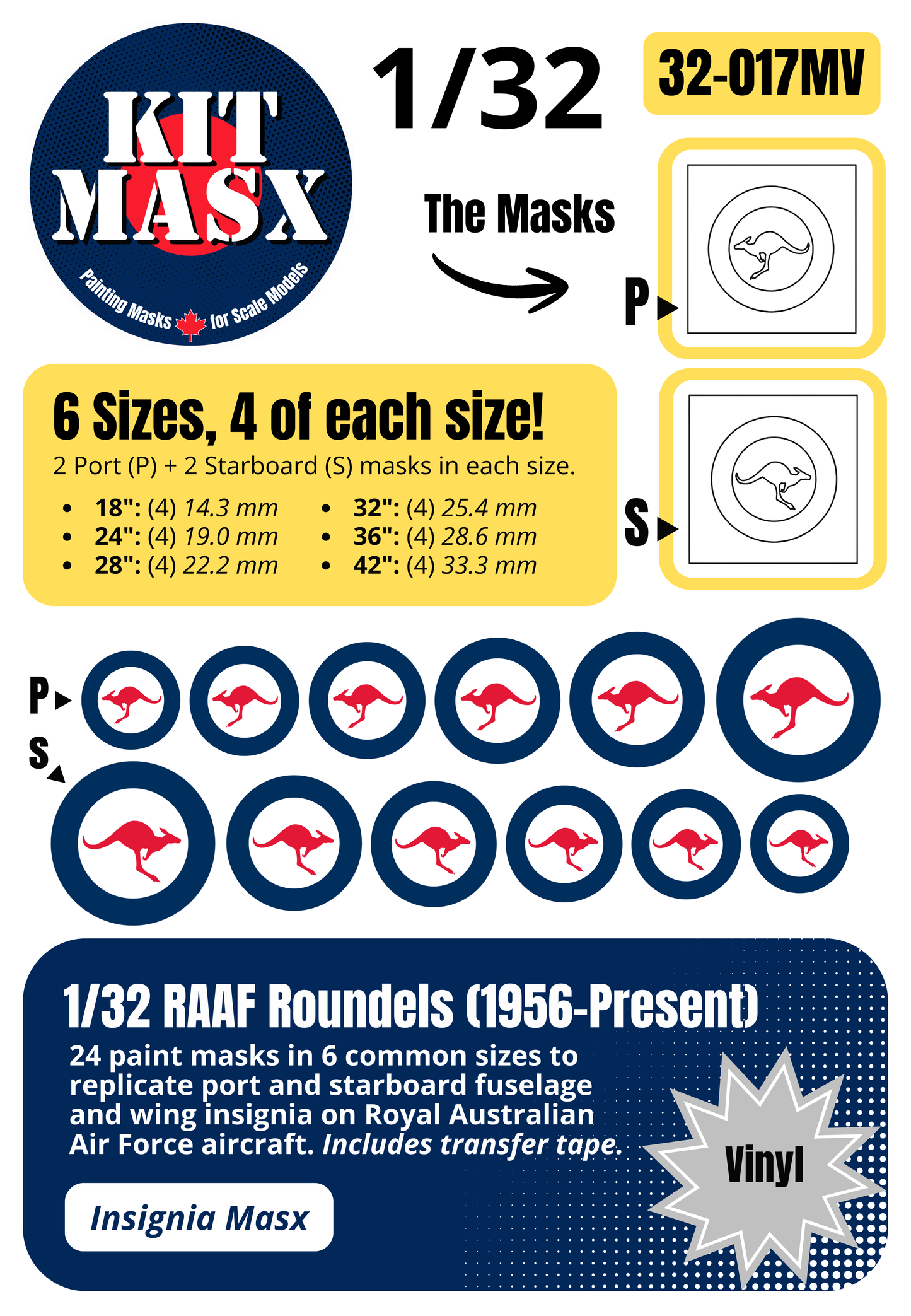 RAAF Roundels 1956-Present 1/32 National Insignia Paint Masks (32017M)
