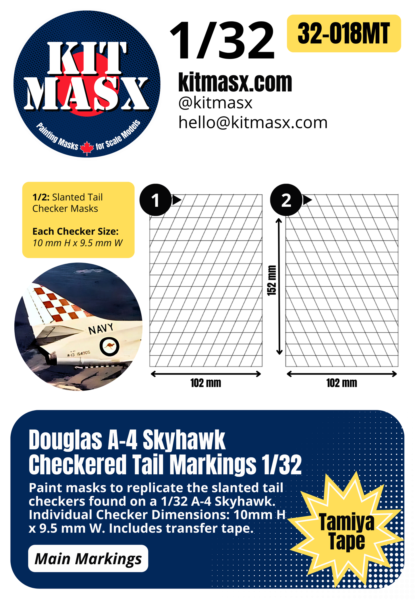 Douglas A-4 Skyhawk Checkered Tail Markings 1/32 Main Marking Paint Masks