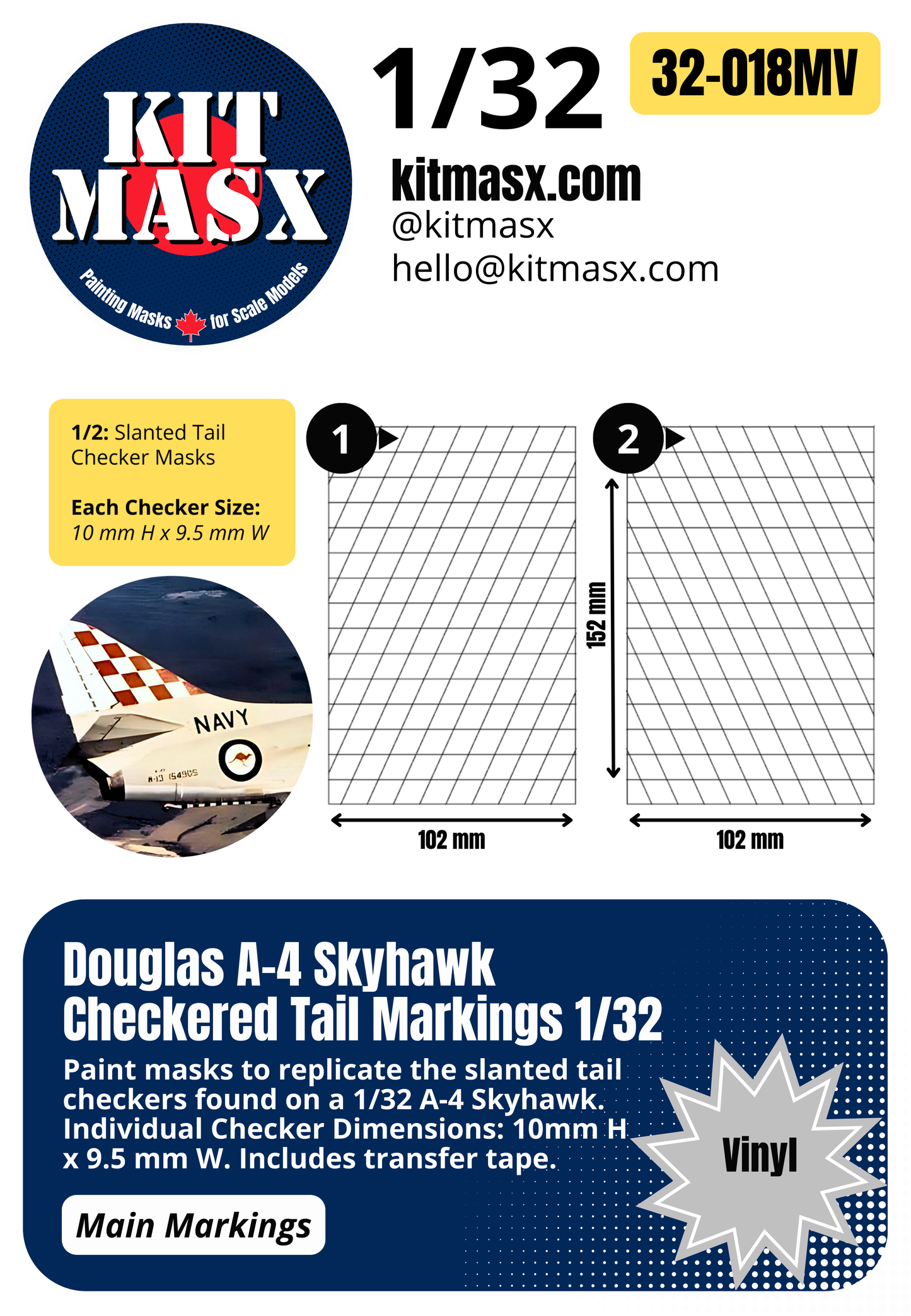 Douglas A-4 Skyhawk Checkered Tail Markings 1/32 Main Marking Paint Masks