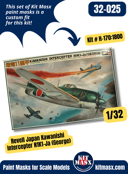 Revell Japan Kawanishi N1K1-Ja (George) 1/32 Canopy Paint Masks, Kit # H-170:1800