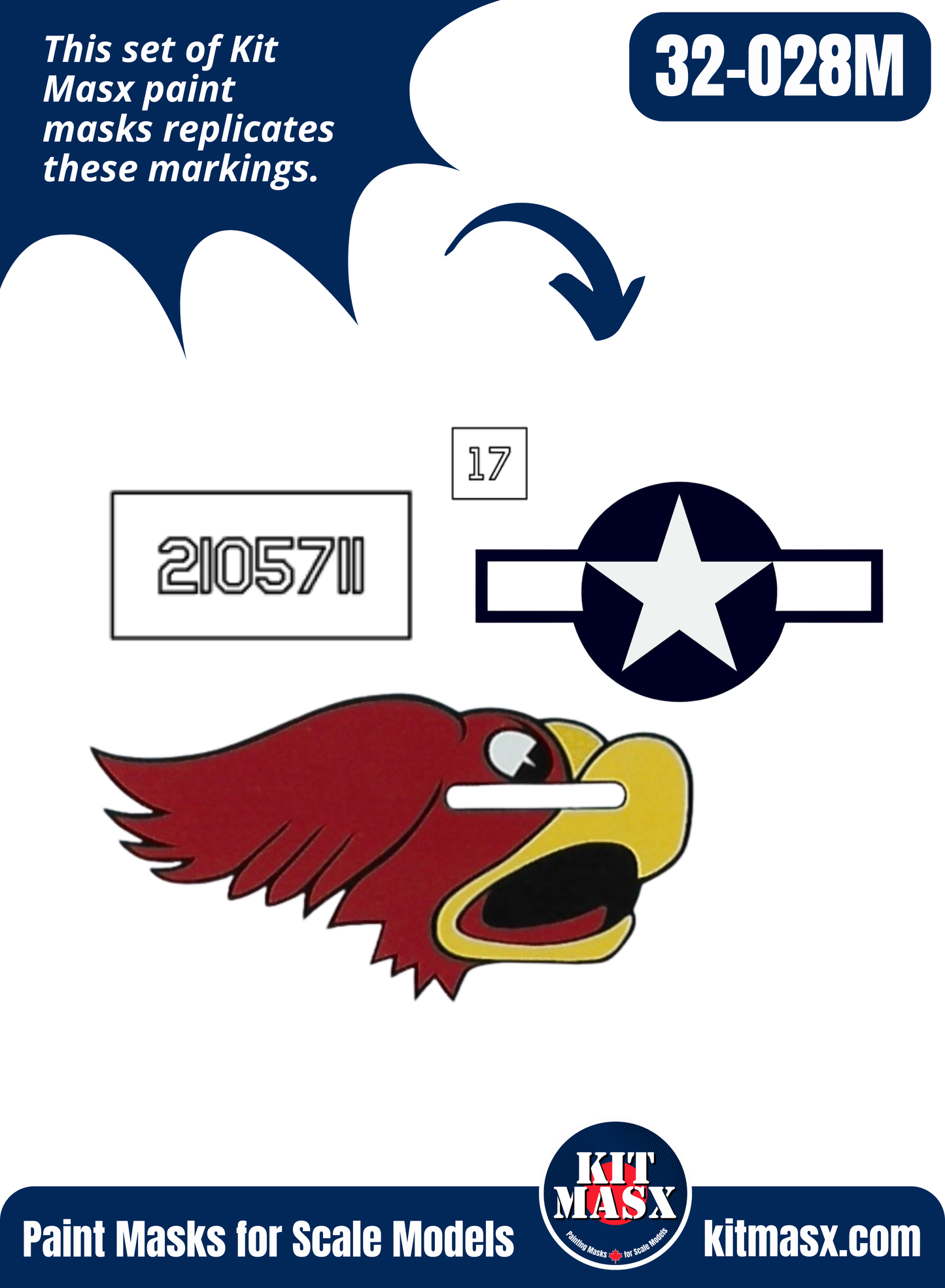 Trumpeter Curtiss P-40N War Hawk, 42-105711, 502nd Fighter Squadron “Parrot Hawk” 1/32 All-in-One Master Mask Set, Kit 02212