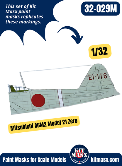 Mitsubishi A6M2 Model 21 Zero, EI-116, Carrier Shokaku, Dec 7, 1941 1/32 Main Marking Paint Masks