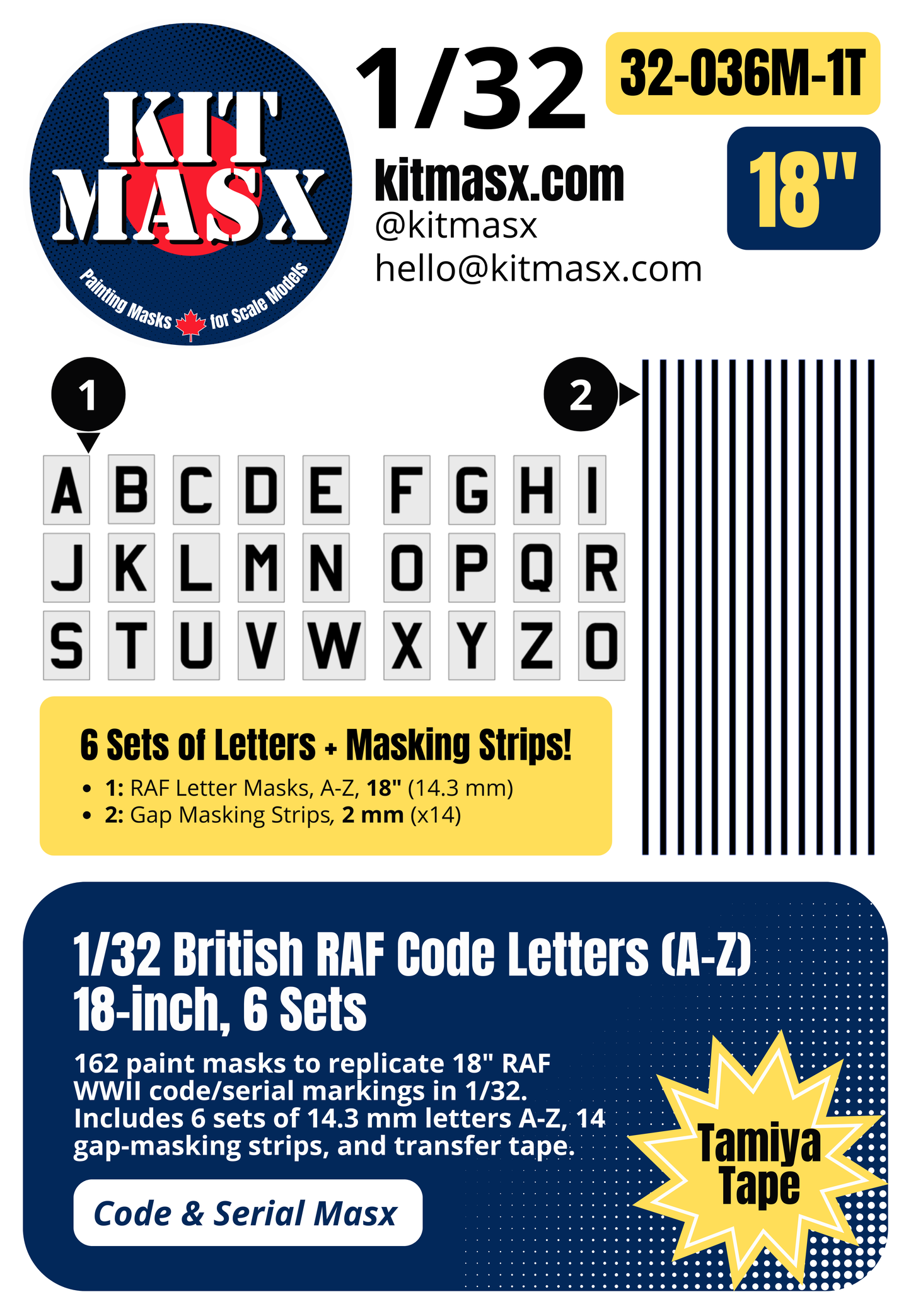 British RAF Code Letters (A-Z) 1/32 Code & Serial Paint Masks