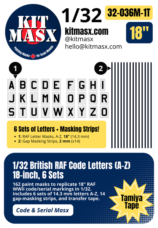 British RAF Code Letters (A-Z) 1/32 Code & Serial Paint Masks