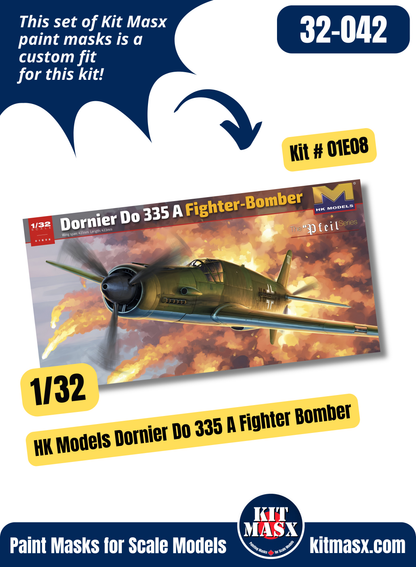 HK Models Dornier Do 335 A 1/32 Canopy Paint Masks, Kit # 01E08 (32042)