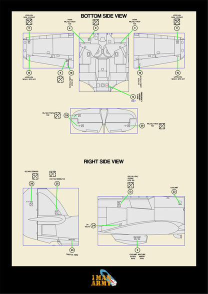 1ManArmy Hurricane Mk.II 1/32 Basic Markings & Stencil High-Definition Paint Masks, 32DET002