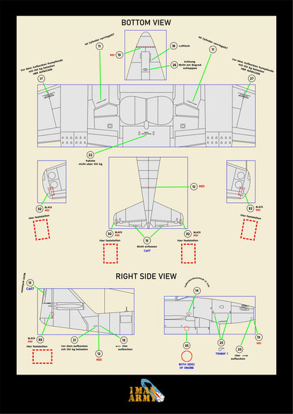 Messerschmitt 262 A1-A2 1/32 Basic Markings & Stencil High-Definition Paint Masks, 32DET004