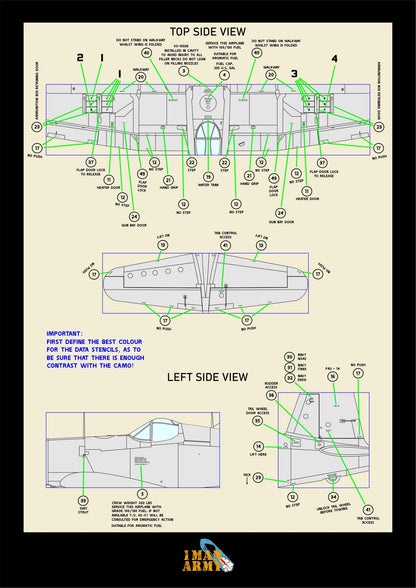 Vought F4U-1A Corsair 1/32 Basic Markings & Stencil High Definition Paint Masks, 32DET005