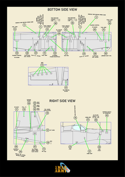 Vought F4U-1A Corsair 1/32 Basic Markings & Stencil High Definition Paint Masks, 32DET005