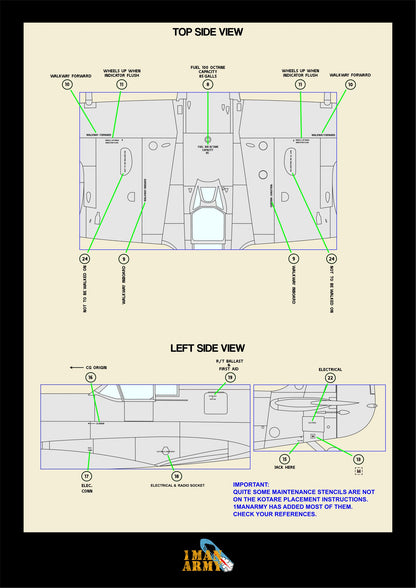 Kotare Spitfire Mk.Vb 'Early' 1/32 Basic Markings & Stencil High Definition Paint Masks, 32DET006