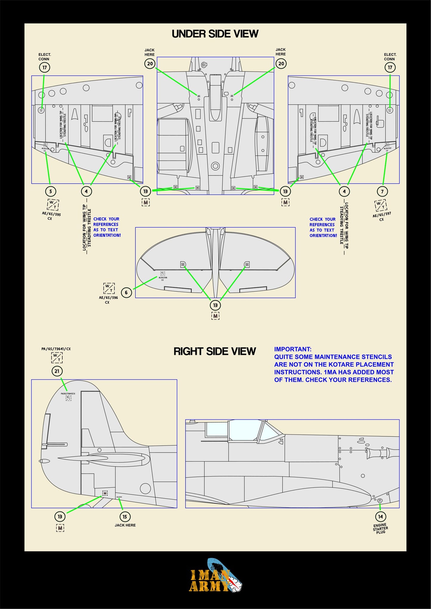Kotare Spitfire Mk.Vb 'Early' 1/32 Basic Markings & Stencil High Definition Paint Masks, 32DET006