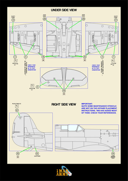 Kotare Spitfire Mk.Vb 'Early' 1/32 Basic Markings & Stencil High Definition Paint Masks, 32DET006