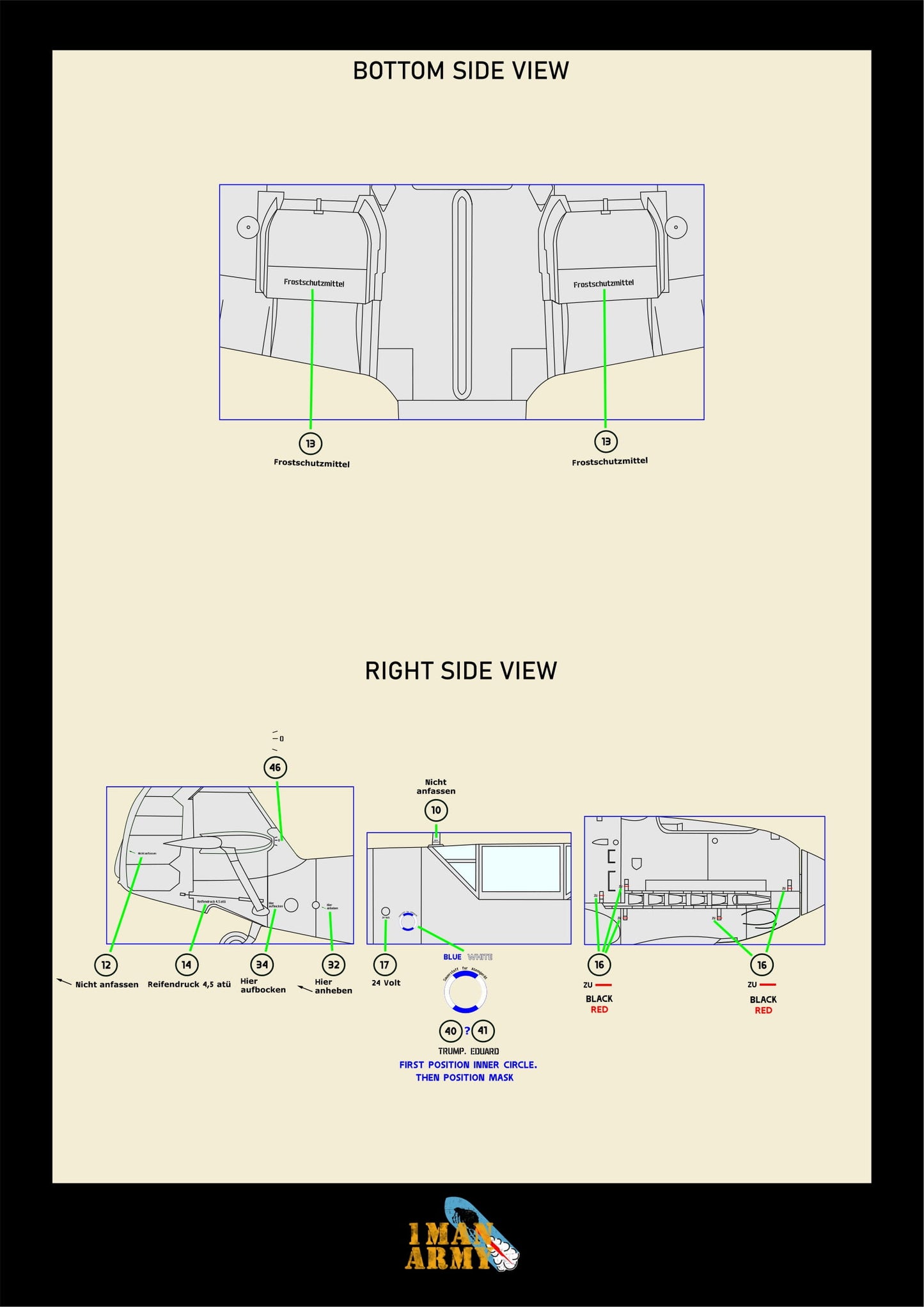 1ManArmy Eduard/Trumpeter Messerschmitt Bf 109 E-4 1/32 Basic Markings & Stencil High-Definition Paint Masks, 32DET007