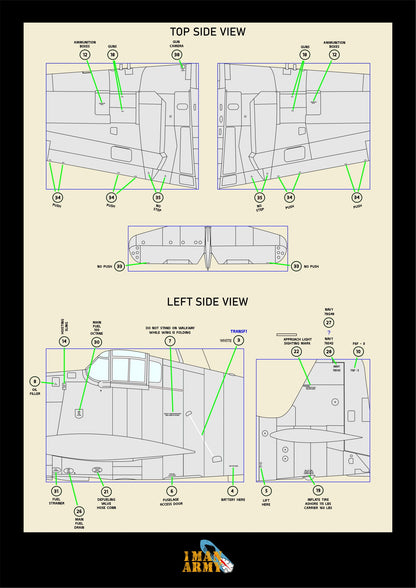 1ManArmy Hellcat F6F-3 1/32 Basic Markings & Stencil High-Definition Paint Masks, 32DET008
