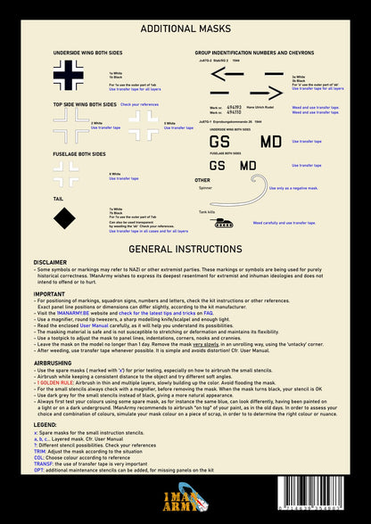 1ManArmy Junkers Ju87G "Stuka" 1/32 Basic Markings & Stencil High-Definition Paint Masks, 32DET012