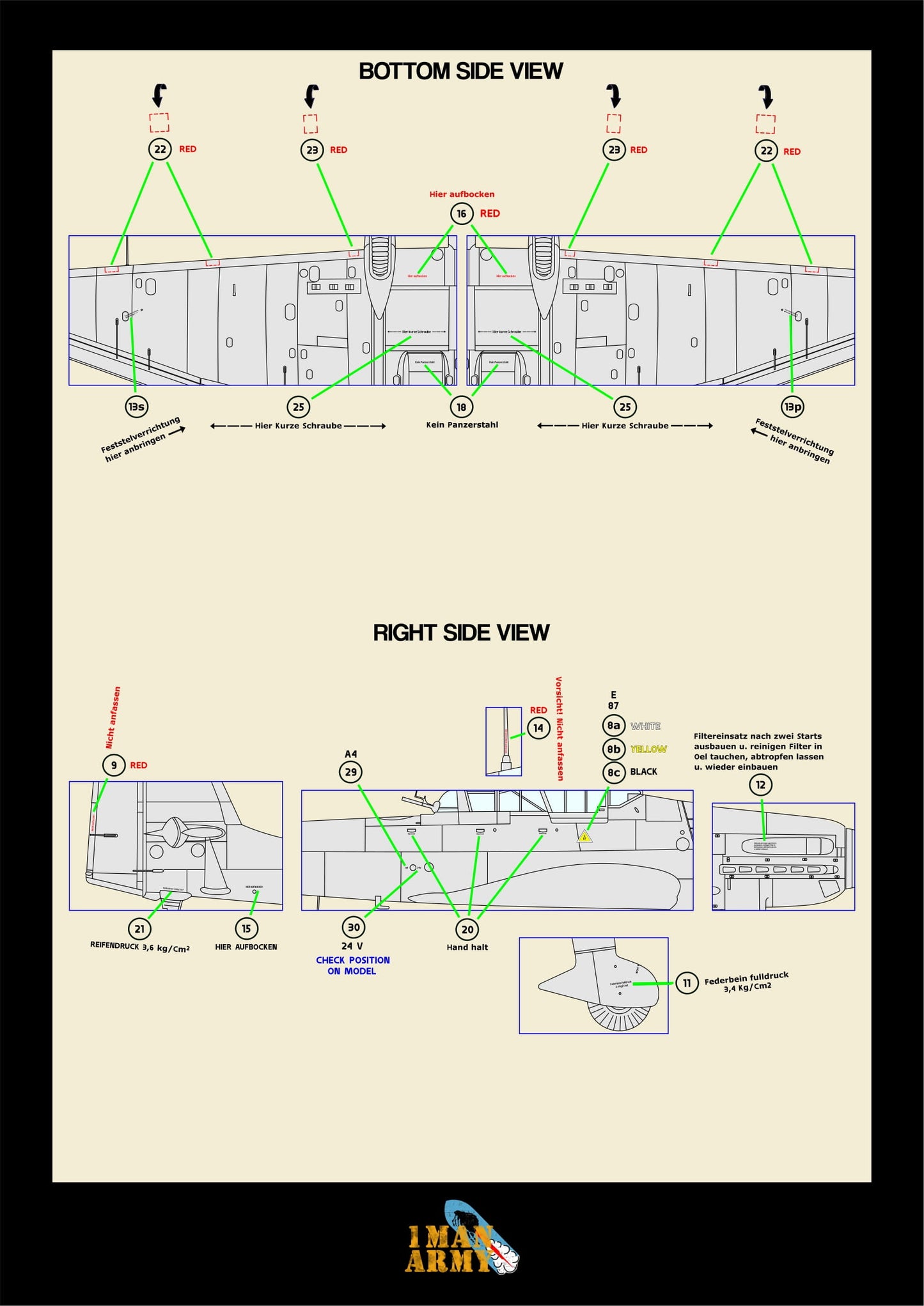 1ManArmy Junkers Ju87G "Stuka" 1/32 Basic Markings & Stencil High-Definition Paint Masks, 32DET012