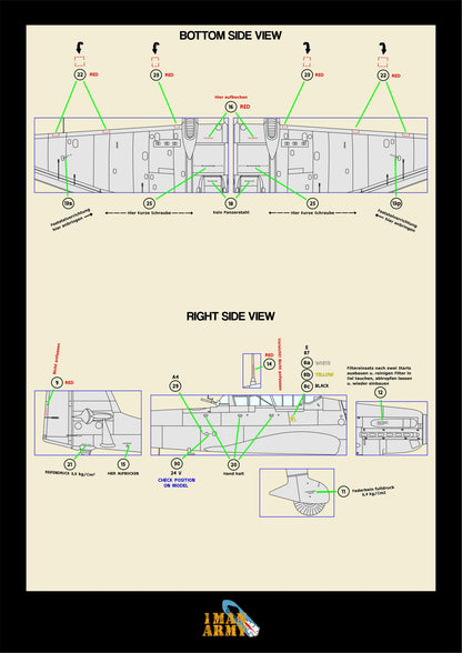 1ManArmy Junkers Ju87G "Stuka" 1/32 Basic Markings & Stencil High-Definition Paint Masks, 32DET012