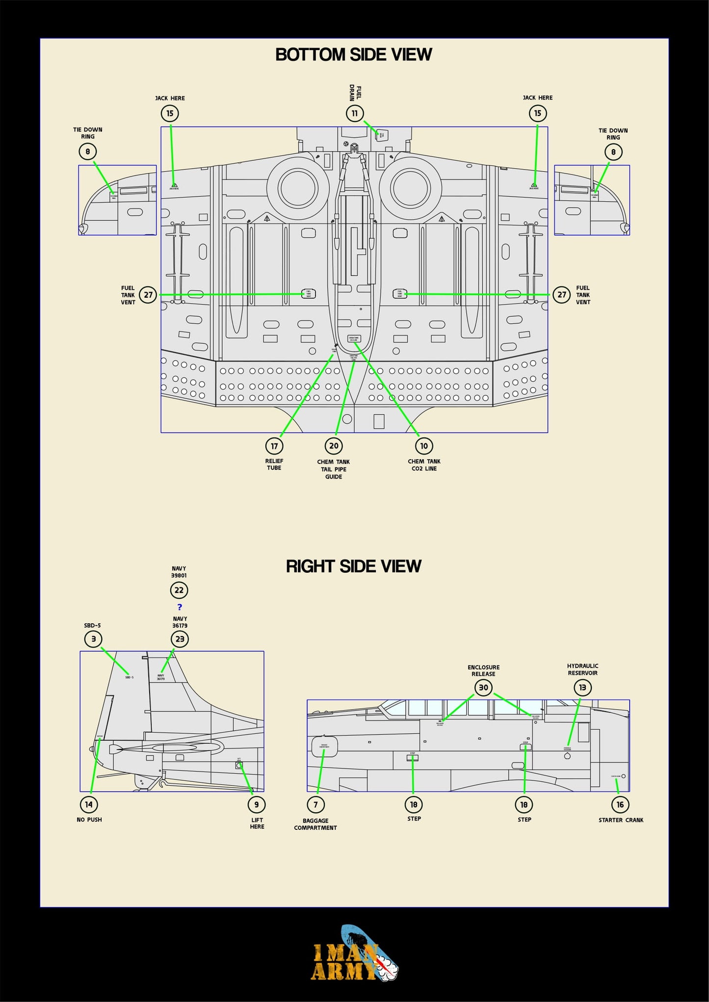 1ManArmy Dauntless SBD5 1/32 Basic Markings & Stencil High-Definition Paint Masks, 32DET014
