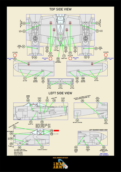 1ManArmy Trumpeter Lockheed P-38 Lightning 1/32 Basic Markings & Stencil High-Definition Paint Masks, 32DET016