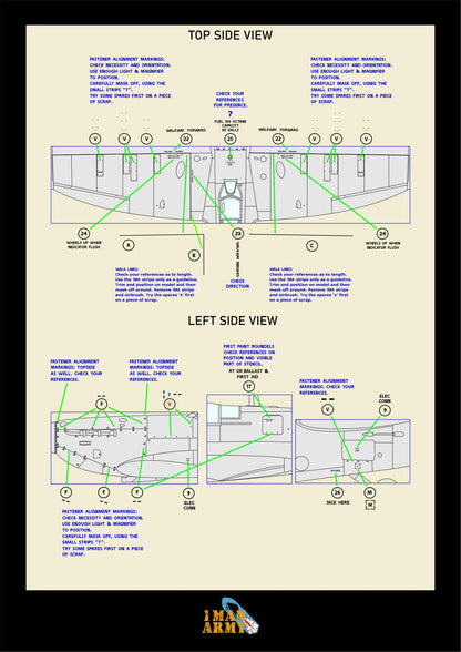 1ManArmy Kotare Spitfire Mk.Ia (Mid) 1/32 Basic Markings & Stencil High Definition Paint Masks, 32DET021