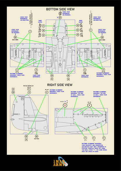 1ManArmy Kotare Spitfire Mk.Ia (Mid) 1/32 Basic Markings & Stencil High Definition Paint Masks, 32DET021