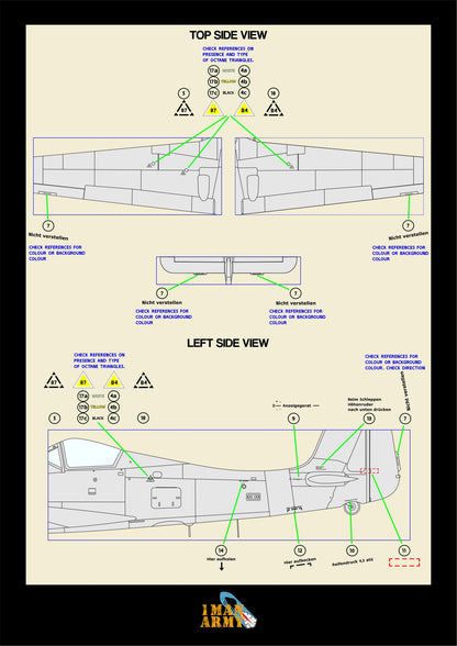 1ManArmy Zoukei-Mura Focke-Wulf Ta 152 H-0/H-1 1/32 Basic Markings & Stencil High-Definition Paint Masks, 32DET022