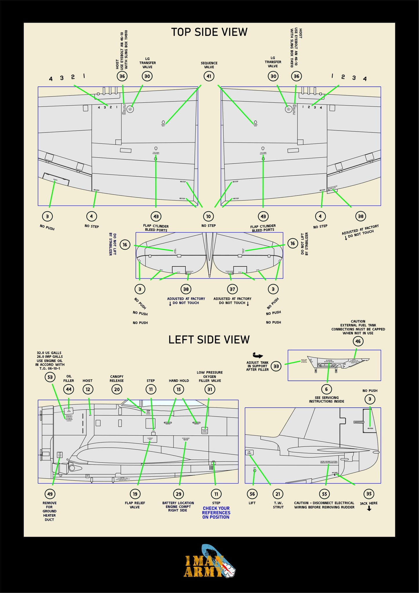 1ManArmy Republic P-47D Thunderbolt "Bubbletop" 1/32 Basic Markings & Stencil High-Definition Paint Masks, 32DET027