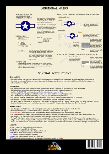 1ManArmy HK Models A-20G Havoc Over Europe 1/32 Basic Markings & Stencil High-Definition Paint Masks, 32DET028
