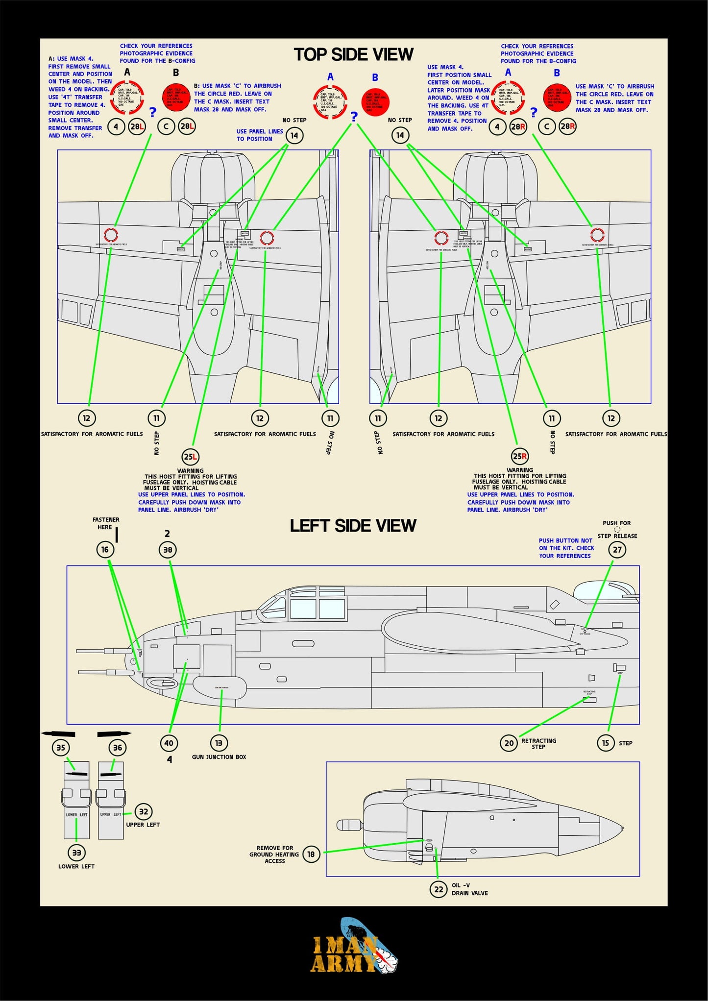 1ManArmy HK Models A-20G Havoc Over Europe 1/32 Basic Markings & Stencil High-Definition Paint Masks, 32DET028