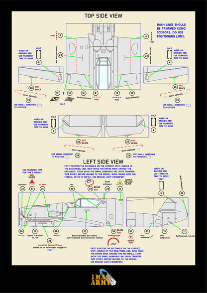 Zoukei-Mura Messerschmitt Bf109 G-14/U4 1/32 Basic Markings & Stencil High-Definition Paint Masks, 32DET029