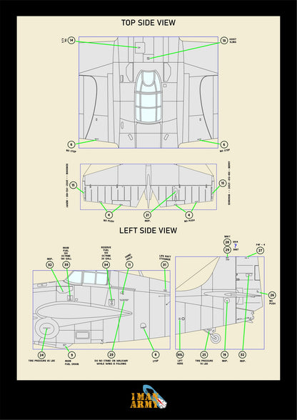1ManArmy Trumpeter Grumman F4F-4 Wildcat 1/32 Basic Markings & Stencil High-Definition Paint Masks, 32DET031