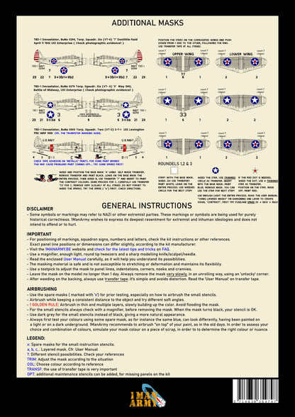 1ManArmy Trumpeter TBD-1 Devastator 1/32 Basic Markings & Stencil High-Definition Paint Masks, 32DET034