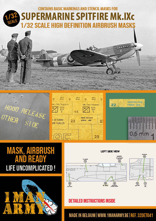 1ManArmy Supermarine Spitfire Mk.IXc 1/32 Basic Markings & Stencil Hig ...