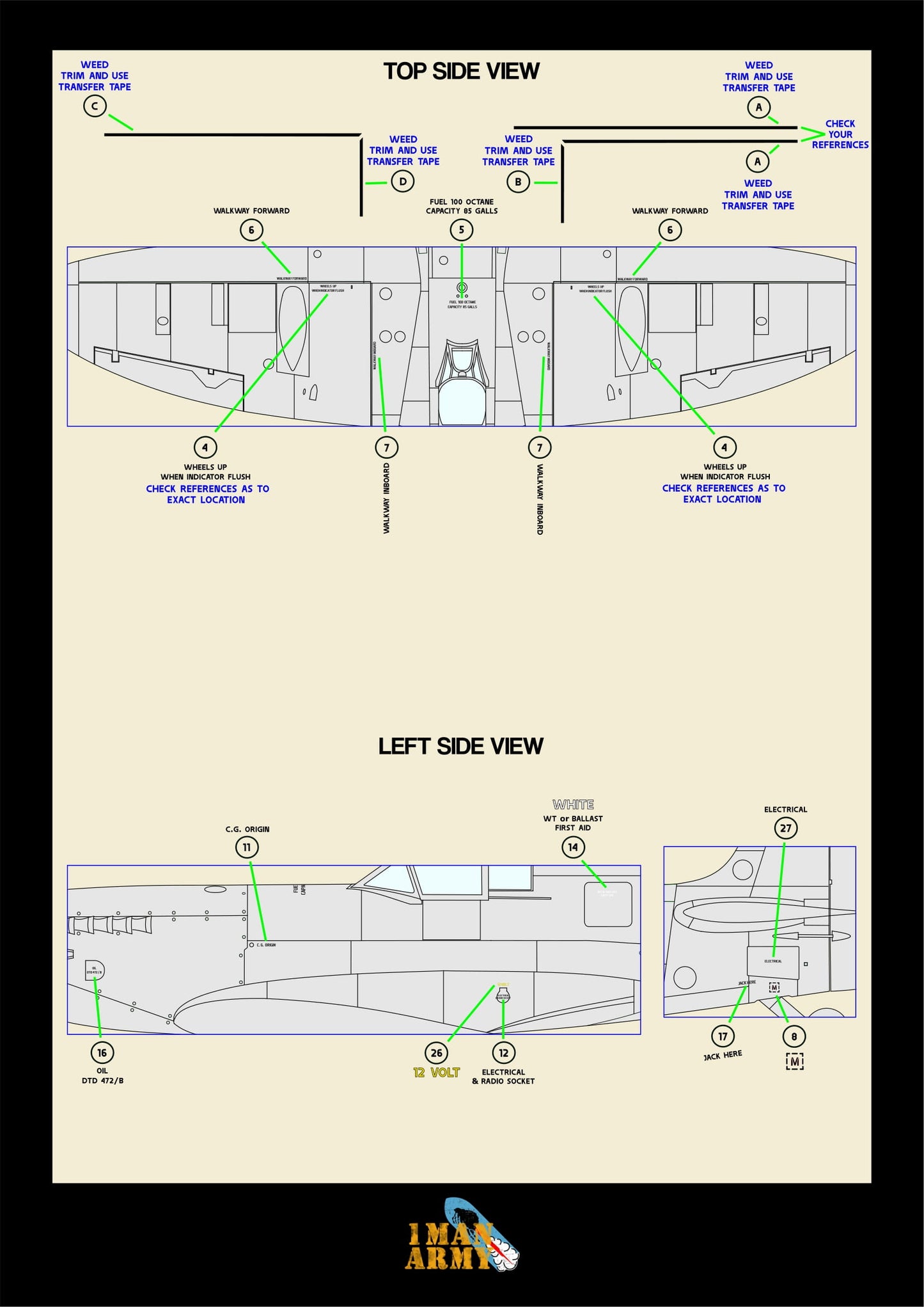 1ManArmy Supermarine Spitfire Mk.IXc 1/32 Basic Markings & Stencil Hig ...