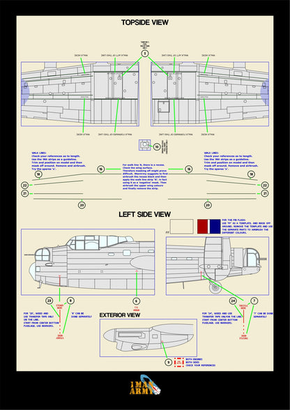 1ManArmy Border Model Avro Lancaster B Mk.I 1/32 Basic Markings & Stencil High-Definition Paint Masks, 32DET042